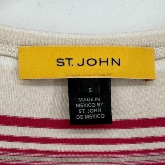 St. John Ivory Red Striped Capsule Knit Sleeveless Scoop Neck Small Tank Top - Picture 3 of 8